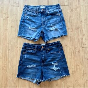 Set of 2 Universal Thread High Rise Midi Distressed Denim Shorts, Size 0